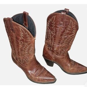 Laredo Madison Collection Brown Leather Western Women's Mid Calf Boots Size 8​